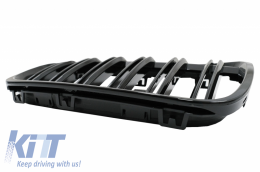 Vese hűtőrács, BMW X1 SUV F48 LCI előtti (06.2015-2019), dupla csíkos M dizájn, zongoralakk fekete-image-6064795