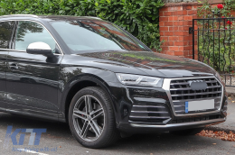 Visszapillantó tükör borítás Audi Q7 4M (2015-2019) Q5 (2017-2020) alumínium hatású, holttérfigyelővel, RS Dizájn-image-6084738