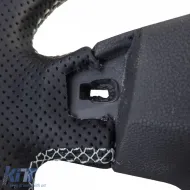 Volant sport avec carbone véritable et cuir perforé, adapté pour VW Golf 8 avec palettes de changement de vitesses-image-6193244