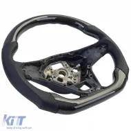 Volant sport avec véritable carbone et cuir perforé, adapté pour VW Golf 8 sans palettes de changement-image-6202595