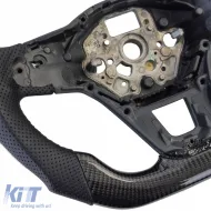 Volante sportivo con carbonio reale e pelle perforata per VW T6.1 con palette del cambio-image-6207574