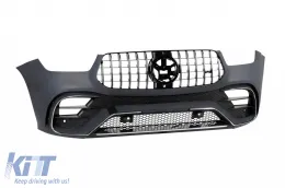 Vordere A Design Stoßstange geeignet für Mercedes GLE SUV W167, GLE Coupe C167 2020-2023, nach 2024 mit verchromtem Kühlergrill und verchromten Leisten-image-6265789