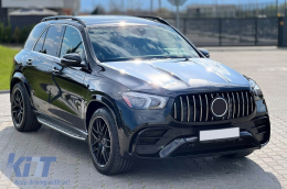 Vordere A Design Stoßstange geeignet für Mercedes GLE SUV W167, GLE Coupe C167 2020-2023, nach 2024 mit verchromtem Kühlergrill und verchromten Leisten-image-6265807