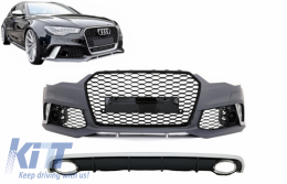Vordere Stoßstange für Audi A6 C7 4G Facelift 11-14 RS6 Look Diffusor Auspuff-image-6048855