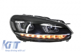 Фарове подходящи за VW Golf 6 VI (2008-2013) Golf 7 3D LED DRL U-Design LED Flowing Turning Light Хром-image-6003223