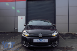 Фарове подходящи за VW Golf 6 VI (2008-2013) Golf 7 3D LED DRL U-Design LED Flowing Turning Light Хром-image-6091478