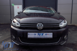 Фарове подходящи за VW Golf 6 VI (2008-2013) Golf 7 3D LED DRL U-Design LED Flowing Turning Light Хром-image-6091479