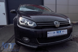 Фарове подходящи за VW Golf 6 VI (2008-2013) Golf 7 3D LED DRL U-Design LED Flowing Turning Light Хром-image-6091480