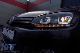 Фарове подходящи за VW Golf 6 VI (2008-2013) Golf 7 3D LED DRL U-Design LED Flowing Turning Light Хром-image-6091484