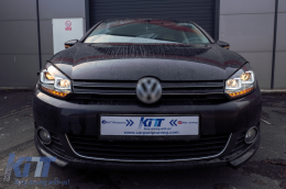 Фарове подходящи за VW Golf 6 VI (2008-2013) Golf 7 3D LED DRL U-Design LED Flowing Turning Light Хром-image-6091485