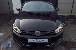 Фарове подходящи за VW Golf 6 VI (2008-2013) Golf 7 3D LED DRL U-Design LED Flowing Turning Light Хром-image-6091486