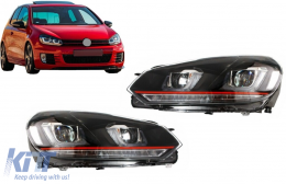 image-22-Фарове подходящи за VW Golf 6 VI (2008-2012) Golf 7 3D LED DRL U-Design LED Flowing Turning Light Red Stripe TFSI