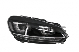 Фарове подходящи за VW Golf 6 VI (2008-2013) Golf 7 3D LED DRL U-Design LED Flowing Turning Light Хром RHD-image-6020947