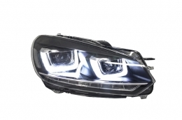 Фарове подходящи за VW Golf 6 VI (2008-2013) Golf 7 3D LED DRL U-Design LED Flowing Turning Light Хром RHD-image-6020949