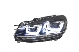 Фарове подходящи за VW Golf 6 VI (2008-2013) Golf 7 3D LED DRL U-Design LED Flowing Turning Light Хром RHD-image-6020950