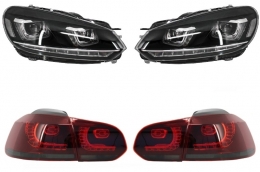 image-8-Фарове подходящи за VW Golf 6 VI (2008-2013) Golf 7 3D LED DRL U-Design Flowing Turning Light with Задни светлини Full LED R20