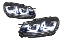 Фарове подходящи за VW Golf 6 VI (2008-2013) Golf 7 3D LED DRL U-Design Flowing Turning Light with Задни светлини Full LED R20-image-6021147