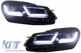 VW Golf VI 2008+ fényszóró szett, Osram Xenon fekete, LED futófényes irányjelzővel, R20 Dizájn-image-6031764