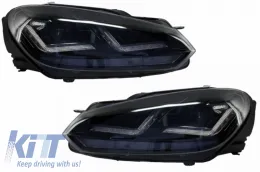 VW Golf VI 2008+ fényszóró szett, Osram Xenon fekete, LED futófényes irányjelzővel, R20 Dizájn-image-6031765