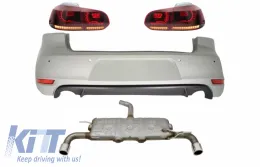 image-64-Задна Броня подходяща за VW Golf 6 VI (2008-2012) с изпускателна система и Задни светлини FULL LED Turning Light Статично TFSI Дизайн