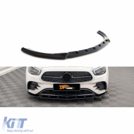 image-28-W213 FL Max V2 E Amg Line Front Lip Piano Black Vacuum Plastic / 2021-2023
