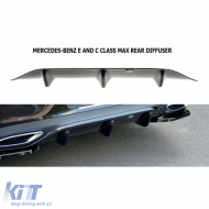 W213 Max Rear Diffuser Piano Black Vacuum Plastic / 2017-up - DTRBDM6026239
