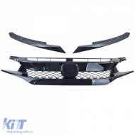 Waben-Grill TR Performance Gloss Black geeignet für Honda Civic X FC FK 2016-2020-image-6207614