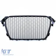 Waben-Kühlergrill ohne Emblem in glänzendem Schwarz, geeignet für Audi A4 B8 8K Facelift 11-15-image-6192736