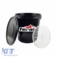 Washing Bucket Round With Grit Guard Black With Lid 18Lt Feral - CGRCMAR6038132