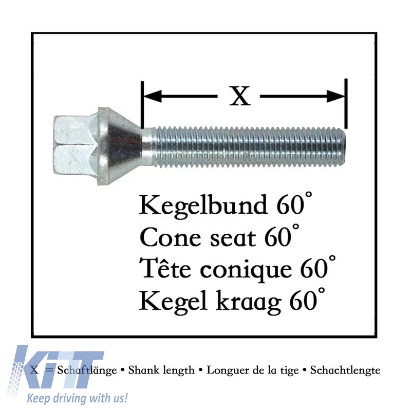 Wheel Bolt Ball Collar M12x1.5 30mm 10 Pieces 770000