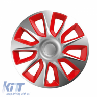 Wheel Covers 13'' Stratos 101447 Silver & Red CBX 4 Pieces
