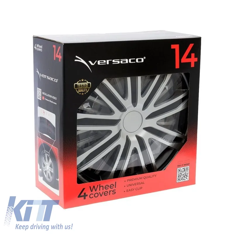 Wheel Covers 14" Raze 113741 Silver & Black CBX 4 Pieces