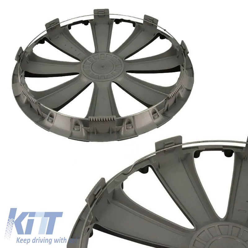 Wheel Covers 14'' Stratos 101454 Silver & Red CBX 4 Pieces