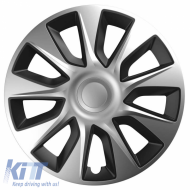 Wheel Covers 15'' Stratos 118654 Silver & Black CBX 4 Pieces
