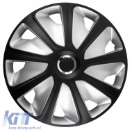 Wheel Covers 16'' Craft 105100 Black-Silver With Chrome Ring RC CBX 4 Pieces