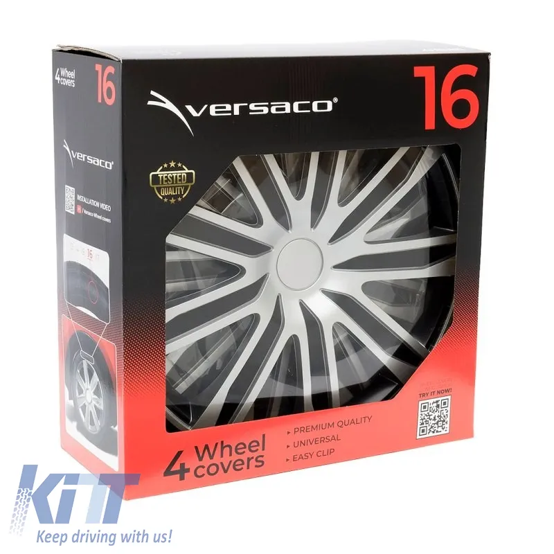 Wheel Covers 16" Raze 113888 Silver & Black CBX 4 Pieces