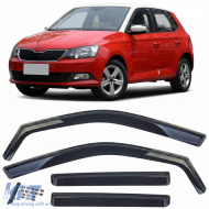 Wind deflector rain deflector 4-piece black tinted for Skoda Fabia 2014-2021 - ODWWS6025707