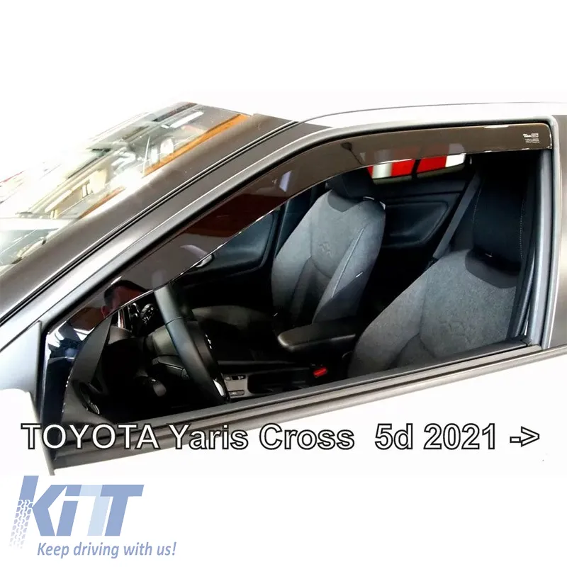 Wind Deflectors Heko suitable for Toyota Yaris Cross (2021+) 5 Doors - Black Color Pair 2 Pcs Front 29669