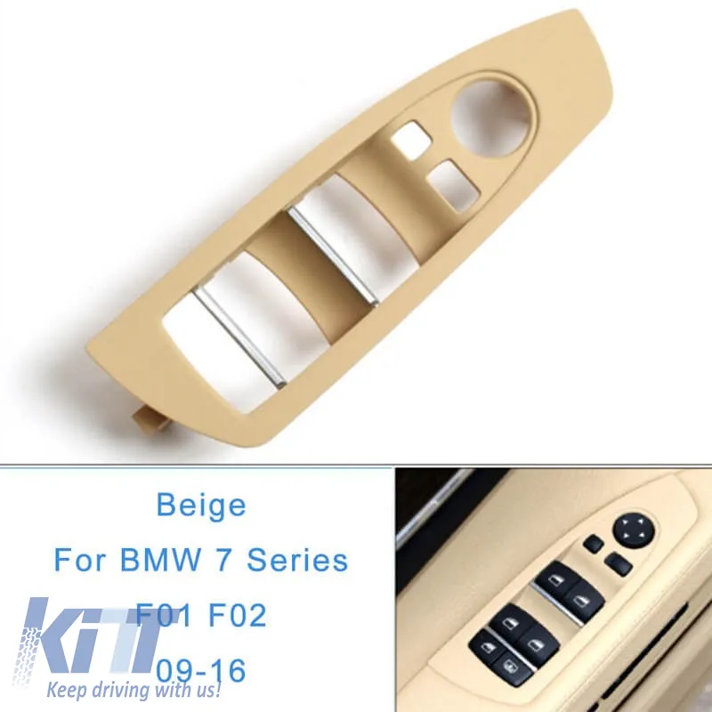 Window Switch Panel suitable for BMW 7 F01 08-15 Left & Right Front Doors Beige 2 Pieces
