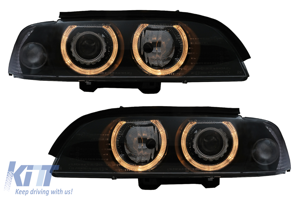 Xenon Angel Eyes fényszórók megfelelő BMW 5-ös sorozat E39 Sedan Touring (1995-2003) fekete