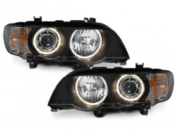 image-11-Xenon Angel Eyes Headlights suitable for BMW X5 E53 (09.1999-10.2003) Black