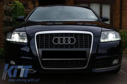 Xenón Fanária Emprós LED Proboleís Hméras (DRL) katállhloi gia Audi A6 C6 4F (04.2004-2008) Chrómio Chorís AFS-image-6022746