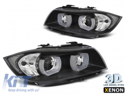 Xenon headlight set suitable for BMW 3 Series E90, E91 2005-2008 with black base, left and right - ABBMHX6010463