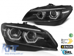 Xenon headlight set with 3D angel eyes suitable for BMW Z4 E89 2009-2013 for AFS, black base, left and right - ABBMHX6010483