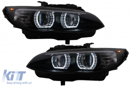 Xenon Headlights 3D LED Angel Eyes suitable for BMW 3 Series E92 E93 (2006-2010) U-Type Black - HLBME92B