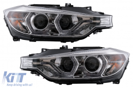 XENON Headlights Angel Eyes suitable for BMW 3 Series F30 F31 Sedan Touring (10.2011-05.2015) Chrome - HLBMF30M3CD1S