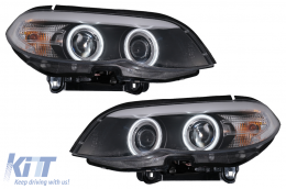 Xenon Headlights CCFL  Angel Eyes suitable for BMW X5 E53 (11.2003-2006) Black - HLBME53LCIBCCFLHID