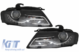 Xenon Headlights LED DRL Daytime Running Lights suitable for AUDI A4 B8 8K (09.2007-10.2011) Black - HLAUA4B8