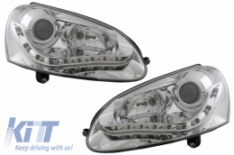 Xenon Headlights suitable for VW Golf 5 V Jetta III (2003-2009) Chrome RHD