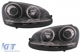 Xenon Look Headlights RHD suitable for VW Golf 5 V Mk5 (2003-2007) Jetta (2005-2010) GTI R32 Chrome Edition - HLVWG5GTICRHD